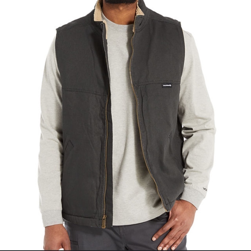 WOLVERINE Rugged Upland Twill Vest Classic Cozy Sherpa Lined Green Cabincore(M)